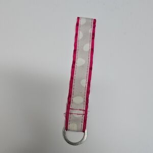 🦋 Pink and White Polka Dot Keychain